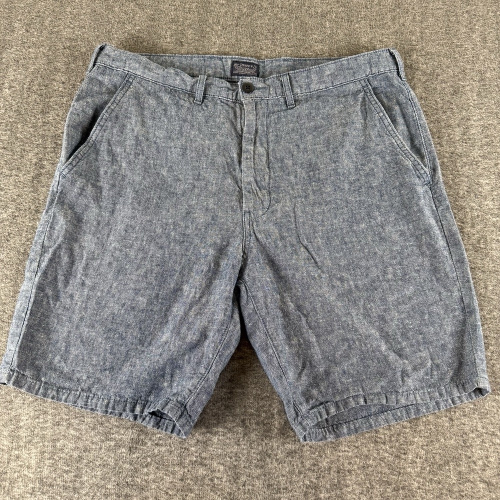 Levi's Men's Blue Linen Blend Shorts Button Fly Casual Chambray Size 36